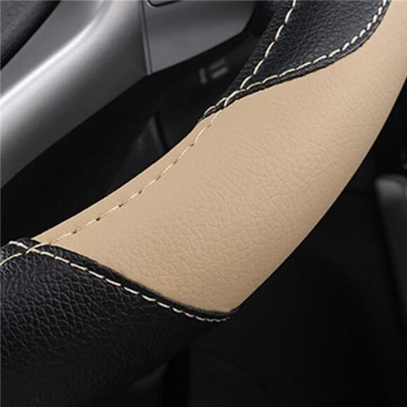 Leather Car Steering Wheel Cover, Non-Slip Car Wheel Cover Protector Breathable - Picture 5 of 7
